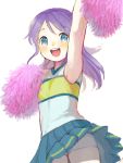  blue_eyes blush cheerleader drawr higebu inazuma_eleven inazuma_eleven_(series) kudou_fuyuka long_hair open_mouth pom_poms purple_hair 