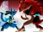  abe_(f!mixture) animal battle epic lucario no_humans pokemon pokemon_(creature) pokemon_(game) pokemon_bw zoroark 