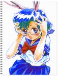   bishoujo_senshi_sailor_moon blue_eyes blue_hair rabbit_ears glasses mizuno_ami school_uniform serafuku  