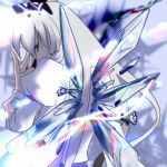  alternate_color alternate_element back blue cirno fujiwara_no_mokou fusion hair_ribbon ice if_they_mated long_sleeves looking_back ribbon smile solo sue_(artist) suu_(hard-to-start) touhou wings 
