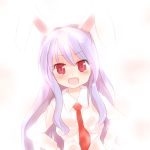  animal_ears blush bunny_ears bust dress_shirt hands_on_hips lavender_hair necktie purple_hair red_eyes reisen_udongein_inaba shirt shize_(coletti) solo tears touhou xyxy0707 
