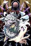  bad_id braid full_moon hair_ornament itsukazu izayoi_sakuya knife maid_headdress moon multiple_girls night outstretched_arms red_eyes red_moon remilia_scarlet shadow short_hair silhouette silver_hair throwing_knife touhou twin_braids weapon window 