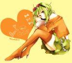  bad_id boots goggles goggles_on_head green_eyes green_hair gumi megpoid_(vocaloid3) noki_(potekoro) short_hair sitting skirt smile solo suspenders thigh-highs thigh_boots thighhighs vocaloid zettai_ryouiki 