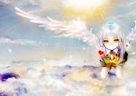 angel angel_beats! cloud flying heart long_hair school_uniform sky tachibana_kanade tenshi tachibana_kanade white_hair wings yellow_eyes 