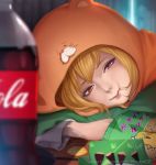  1girl blonde_hair coca-cola cola doma_umaru hamster_costume head_rest himouto!_umaru-chan indoors looking_at_viewer magion02 orange_eyes potato_chips soda_bottle solo watermark 