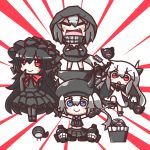 &gt;:) &gt;:o :d :o ahoge black_dress black_hair blue_eyes c: chibi crossed_arms destroyer_hime dress feiton frilled_dress frills gothic_lolita hairband horns i-class_destroyer isolated_island_oni ka-class_submarine kantai_collection lolita_fashion lolita_hairband long_hair looking_at_viewer mittens navel northern_ocean_hime open_mouth pale_skin pleated_skirt re-class_battleship red_eyes scarf school_uniform serafuku shinkaisei-kan short_hair side_ponytail skirt smile tail white_dress white_hair 