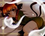  animal_ears braid cat_ears cat_tail ghost hair_ribbon kaenbyou_rin mashayuki red_eyes red_hair redhead ribbon solo tail touhou 