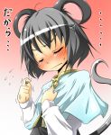  aki_(akikaze_asparagus) anger_vein angry animal_ears blush closed_eyes eyes_closed grey_hair mouse_ears mouse_tail nazrin solo sweatdrop tail touhou translated 