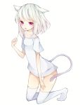  amagasa_(tinami) chico152 highres kneeling no_shoes original purple_eyes simple_background solo tail thigh-highs thighhighs violet_eyes white_hair 