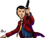  3 arsene chops coat gun lol lupin lupin_iii mutton mutton_chops p228 pistol red red_coat sauer sig sig_sauer weapon what 