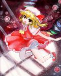  ascot blonde_hair bloomers blush fang flandre_scarlet hat open_mouth red_eyes ribbon short_hair side_ponytail skirt smile solo the_embodiment_of_scarlet_devil touhou traditional_media wings yui_(calling_dr_love_m) 