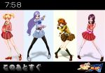  4girls aono_miki belt crossover female fresh_precure! henshin henshin_pose higashi_setsuna highres kamen_rider kamen_rider_blade kamen_rider_blade_(series) kamen_rider_chalice kamen_rider_garren kamen_rider_leangle momozono_love multiple_girls pantyhose parody precure school_uniform yamabuki_inori 