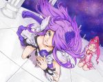  :o bow brooch cure_blossom cure_moonlight down_blouse dress dutch_angle flower gloves hair_over_one_eye hanasaki_tsubomi heartcatch_precure! highres jewelry kneeling long_hair magical_girl multiple_girls open_mouth pillar pink_eyes pink_hair ponytail precure purple_eyes purple_hair purple_rose ribbon rose running serious single_elbow_glove single_glove sitting space tsukikage_yuri violet_eyes wariza wrist_cuffs yamaishi108 