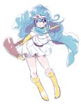  belt blue_eyes blue_hair boots breasts cape circlet cleavage dragon_quest dragon_quest_iii elbow_gloves gloves long_hair sage_(dq3) staff 