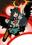  arm_cannon black_hair black_wings red_eyes reiuji_utsuho solo touhou weapon wings yanagihara_tantoui 