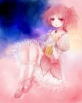  bad_id choker gloves hands_on_own_chest hands_to_chest kaname_madoka magical_girl mahou_shoujo_madoka_magica pink_eyes pink_hair shimako_(alicianna) short_hair solo twintails white_gloves wings 