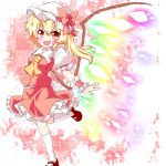  blonde_hair fang flandre_scarlet hat inanosuke red_eyes side_ponytail solo the_embodiment_of_scarlet_devil touhou wings wrist_cuffs 