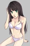  bikini black_hair green_eyes highres hitsuji_(hanatoutau) long_hair original perspective swimsuit 