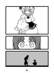  child comic hat hong_meiling izayoi_sakuya monochrome outstretched_hand remilia_scarlet seki_(red_shine) silent_comic torn_clothes touhou wings 