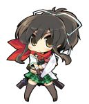  blush character_request crazy_developers dual_wielding scarf school_uniform senran_kagura sword thigh-highs thighhighs weapon zettai_ryouiki 
