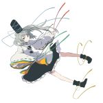  dress green_eyes grey_hair hat japanese_clothes kariginu kintaro long_hair long_sleeves mononobe_no_futo pigeon-toed pigeon_toed ribbon simple_background smile smirk solo tate_eboshi touhou white_background wide_sleeves 