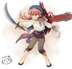  bird blue_eyes flats inazuma_eleven inazuma_eleven_(series) inazuma_eleven_go kirino_ranmaru long_hair macaw male mizuhara_aki parrot pink_hair pirate smile solo sword trap twintails weapon 