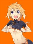  blush bodysuit breasts charlotte_dunois hands infinite_stratos jewelry long_hair navel open_mouth pendant pilot_suit purple_eyes simple_background solo ukokkei under_boob underboob violet_eyes 