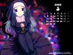 blue_hair calendar dress long_hair original purple_eyes sayori signed violet_eyes 