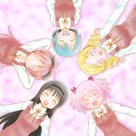  akemi_homura black_hair blonde_hair blue_hair bow circle_formation company_connection cosplay creator_connection dp_nobi drill_hair hairband hidamari_sketch highres kaname_madoka long_hair mahou_shoujo_madoka_magica miki_sayaka mizuhashi_kaori multiple_girls open_mouth pink_hair red_hair redhead ribbon sakura_kyouko school_uniform seiyuu_connection shaft short_hair short_twintails smile tomoe_mami twin_drills twintails 