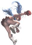  blue_eyes blue_hair boots boxer boxing_gloves boxing_headgear boxing_helmet kilart long_hair original simple_background solo twintails 
