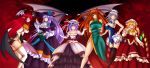  absurdres alternate_costume book braid breasts china_dress chinese_clothes cleavage crossed_arms eyepatch flandre_scarlet glowing glowing_eyes grimoire hair_ribbon hat head_wings highres hong_meiling izayoi_sakuya koakuma large_breasts multiple_girls patchouli_knowledge purple_eyes purple_hair red_eyes red_hair redhead remilia_scarlet ribbon side_ponytail side_slit silver_hair the_embodiment_of_scarlet_devil touhou untsue violet_eyes wings yellow_eyes 