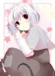  animal_ears blush capelet dress grey_dress grey_hair heart mouse mouse_ears mouse_tail nazrin on_side open_mouth red_eyes shichinose shirt short_hair silver_hair solo tail touhou 