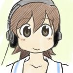  aioi_yuuko brown_hair drawfag headphones nichijou portrait shinonome_nano short_hair solo 