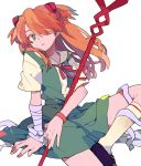  bandage bandages blue_eyes hair_over_one_eye lance_of_longinus long_hair neon_genesis_evangelion orange_hair pikaro school_uniform solo soryu_asuka_langley souryuu_asuka_langley weapon 