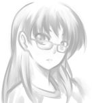  face flcl glasses long_hair lowres monochrome ninamori_eri pas_(paxiti) portrait solo 