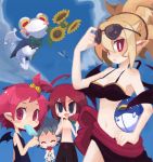  ball beachball bikini blonde_hair blue_eyes blush blush_stickers breasts cleavage closed_eyes cloud disgaea eyes_closed flower food frog fruit green_hair hanako kazamine_(stecca) large_breasts makai_senki_disgaea_2 navel pink_hair pleinair pointy_ears popsicle prinny red_eyes red_hair redhead rozalin same-san sarong sky summer sunflower sunglasses sunglasses_on_head swimsuit taro_(disgaea) tink watermelon wings 