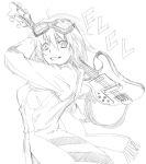  flcl gainax goggles guitar haruhara_haruko instrument monochrome prime scarf short_hair sketch smile solo 