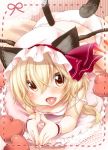  all_fours animal_ears bad_id blonde_hair blush cat_ears cat_tail fang flandre_scarlet gloves hat hat_ribbon heart kemonomimi_mode open_mouth panties red_eyes ribbon solo strap_slip tail the_embodiment_of_scarlet_devil tongue tongue_out touhou undershirt underwear underwear_only white_gloves white_panties wrist_cuffs yukiu_kon 