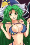  bikini_top collarbone green_eyes green_hair hat kurowana mima navel solo touhou touhou_(pc-98) wizard_hat 