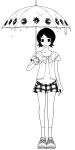  black_hair footwear hito_nami hitou_nami kouji_kumeta kumeta_kouji monochrome official_art plaid sayonara_zetsubou_sensei shorts simple_background socks tennis_shoes umbrella 