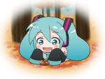  :d ^_^ acorn animated animated_gif aqua_eyes aqua_hair chibi closed_eyes detached_sleeves gif happy hatsune_miku lying mameshiba musical_note open_mouth smile solo twintails vocaloid 