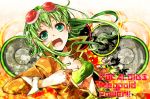  breasts goggles goggles_on_head green_eyes green_hair gumi headphones jacket megpoid_(vocaloid3) nou open_mouth short_hair smile solo suspenders under_boob underboob vocaloid 