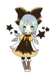  artist_request blue_eyes blue_hair blush bow cirno grin hair_bow halloween ice lowres mogu_(lollysweet) smile star touhou wings 