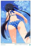  ass back bikini black_hair errant from_behind from_below highres k-on! long_hair nakano_azusa polka_dot polka_dot_bikini polka_dot_swimsuit swimsuit translation_request twintails 