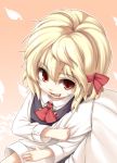  arm_grab bad_id blonde_hair fangs from_above open_mouth pov red_eyes ribbon rumia shamo_(koumakantv) short_hair slit_pupils solo the_embodiment_of_scarlet_devil touhou youkai 