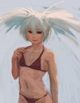  absurdres bikini black_rock_shooter_(game) bust doyora faux_traditional_media flat_chest highres navel simple_background solo swimsuit twintails white_hair white_rock_shooter 