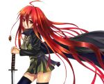  long_hair red_eyes red_hair redhead school_uniform serafuku shakugan_no_shana shana sword thigh-highs thighhighs trench_coat weapon 