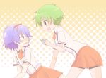  baka_to_test_to_shoukanjuu blush couple crossdressinging green_hair hi_(pixiv3599509) kudou_aiko school_uniform short_hair tsuchiya_kouta 