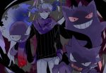 gastly gengar haunter headband krt736 male matsuba_(pokemon) pokemon pokemon_(game) pokemon_gsc pokemon_heartgold_and_soulsilver pokemon_hgss red_eyes scarf smile 