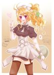  alternate_costume alternate_hairstyle blonde_hair bow brown_legwear corset dress frills green_hair heart jude_mathis kouko_(pixiv729285) long_hair milla_maxwell multicolored_hair ponytail puffy_sleeves red_eyes ribbon sketch smile tales_of_(series) tales_of_xillia thigh-highs thighhighs tipo_(xillia) tippo tray two-tone_hair waitress wrist_cuffs 